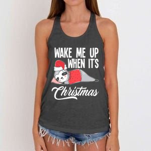 Funny Sloth Lover Wake Me Up When ItS Christmas Gift Women's Knotted Racerback Tank