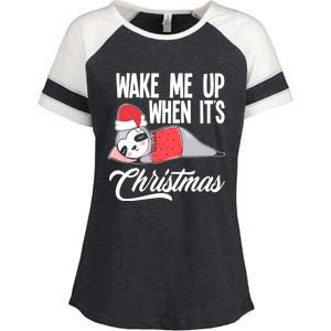 Funny Sloth Lover Wake Me Up When ItS Christmas Gift Enza Ladies Jersey Colorblock Tee