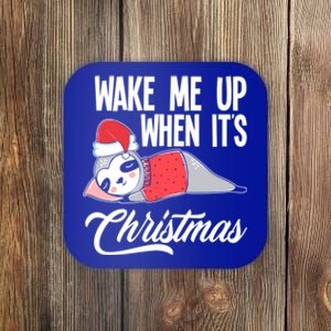 Funny Sloth Lover Wake Me Up When ItS Christmas Gift Coaster