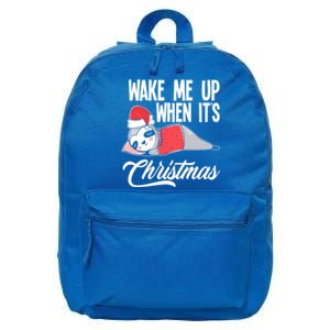 Funny Sloth Lover Wake Me Up When ItS Christmas Gift 16 in Basic Backpack