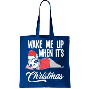 Funny Sloth Lover Wake Me Up When ItS Christmas Gift Tote Bag