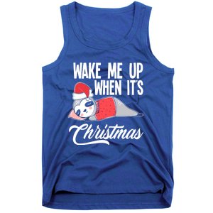 Funny Sloth Lover Wake Me Up When ItS Christmas Gift Tank Top