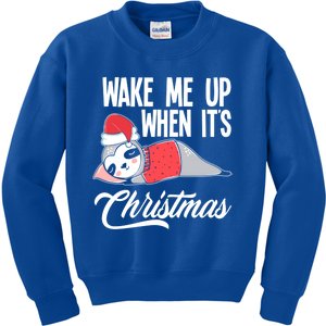 Funny Sloth Lover Wake Me Up When ItS Christmas Gift Kids Sweatshirt