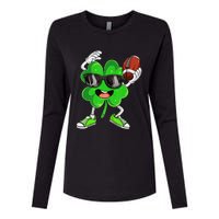 Football Shamrock Lucky Clover Irish St Patrick's Day Womens Cotton Relaxed Long Sleeve T-Shirt