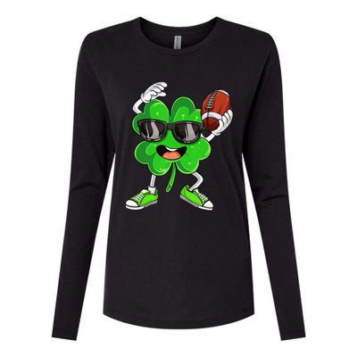 Football Shamrock Lucky Clover Irish St Patrick's Day Womens Cotton Relaxed Long Sleeve T-Shirt