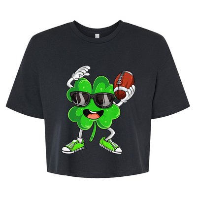 Football Shamrock Lucky Clover Irish St Patrick's Day Bella+Canvas Jersey Crop Tee