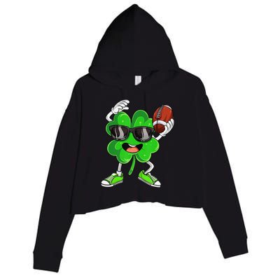 Football Shamrock Lucky Clover Irish St Patrick's Day Crop Fleece Hoodie