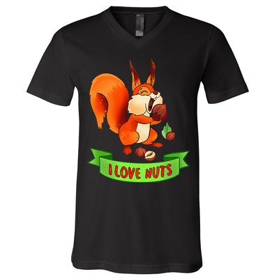 Funny Squirrel Lover Quote I Love Nuts Squirrel Pet Owner V-Neck T-Shirt