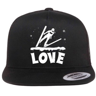 Funny Skiing Lover Gift For Skier Flat Bill Trucker Hat