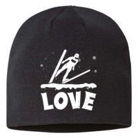 Funny Skiing Lover Gift For Skier Sustainable Beanie