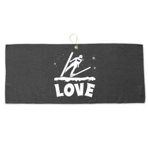 Funny Skiing Lover Gift For Skier Large Microfiber Waffle Golf Towel