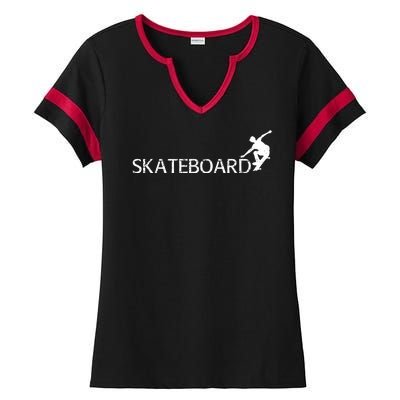 Funny Skateboard Logo Sport Ladies Halftime Notch Neck Tee