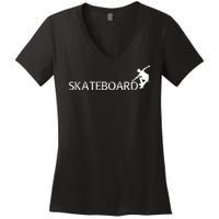 Funny Skateboard Logo Sport Women's V-Neck T-Shirt