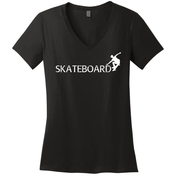 Funny Skateboard Logo Sport Women's V-Neck T-Shirt