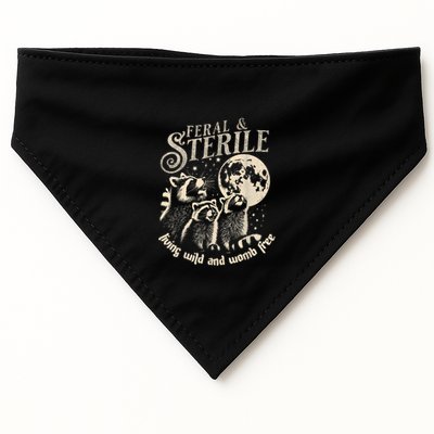 Feral & Sterile Living Wild And Womb Free Funny Racoon Retro USA-Made Doggie Bandana