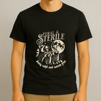 Feral & Sterile Living Wild And Womb Free Funny Racoon Retro T-Shirt
