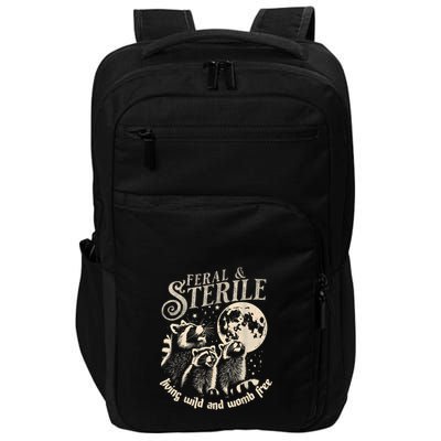 Feral & Sterile Living Wild And Womb Free Funny Racoon Retro Impact Tech Backpack