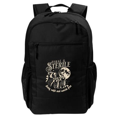 Feral & Sterile Living Wild And Womb Free Funny Racoon Retro Backpack