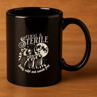 Feral & Sterile Living Wild And Womb Free Funny Racoon Retro 11oz C Handle Ceramic Mug