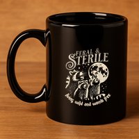 Feral & Sterile Living Wild And Womb Free Funny Racoon Retro 11oz C Handle Ceramic Mug
