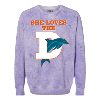 Funny She Loves The D Miami Football Fan Colorblast Crewneck Sweatshirt