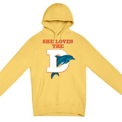 Funny She Loves The D Miami Football Fan Premium Pullover Hoodie