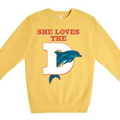 Funny She Loves The D Miami Football Fan Premium Crewneck Sweatshirt