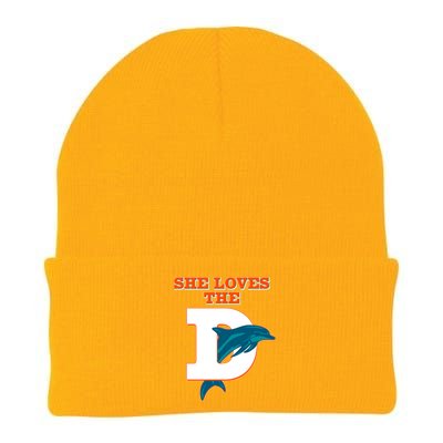 Funny She Loves The D Miami Football Fan Knit Cap Winter Beanie