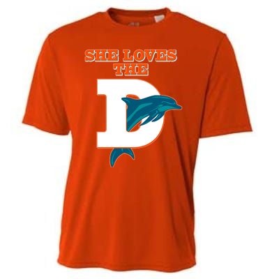 Funny She Loves The D Miami Football Fan Cooling Performance Crew T-Shirt