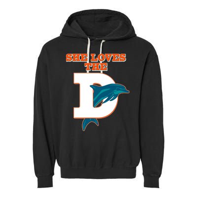 Funny She Loves The D Miami Football Fan Garment-Dyed Fleece Hoodie