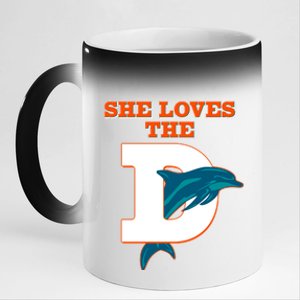 Funny She Loves The D Miami Football Fan 11oz Black Color Changing Mug