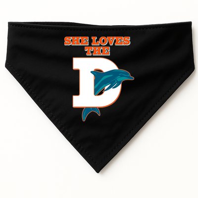 Funny She Loves The D Miami Football Fan USA-Made Doggie Bandana