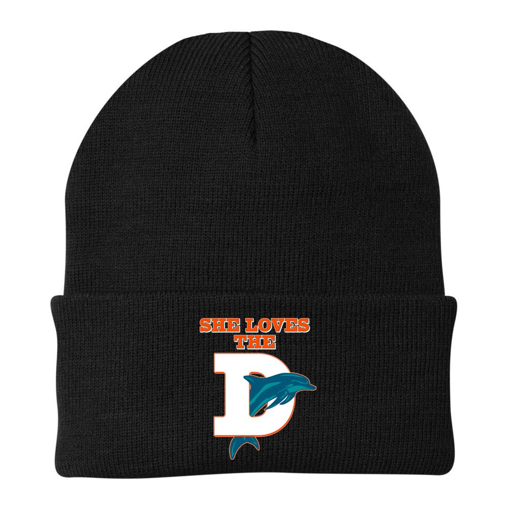 Funny She Loves The D Miami Football Fan Beanie