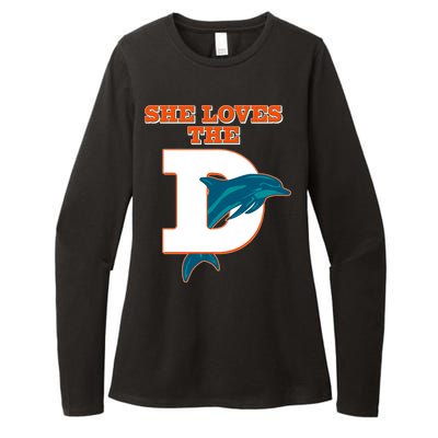 Funny She Loves The D Miami Football Fan Womens CVC Long Sleeve Shirt