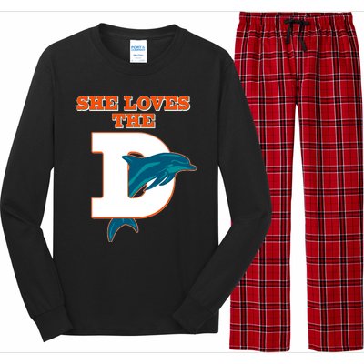 Funny She Loves The D Miami Football Fan Long Sleeve Pajama Set