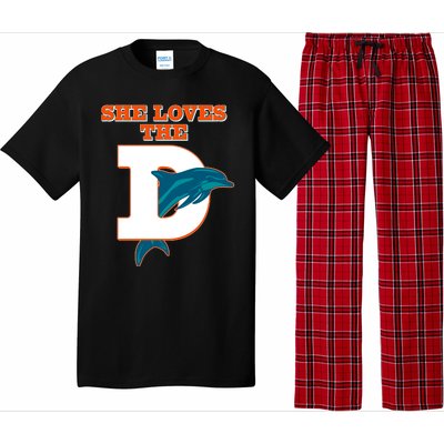 Funny She Loves The D Miami Football Fan Pajama Set