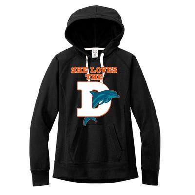 Funny She Loves The D Miami Football Fan Women's Fleece Hoodie