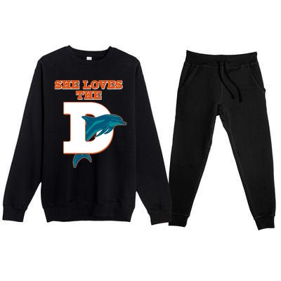 Funny She Loves The D Miami Football Fan Premium Crewneck Sweatsuit Set