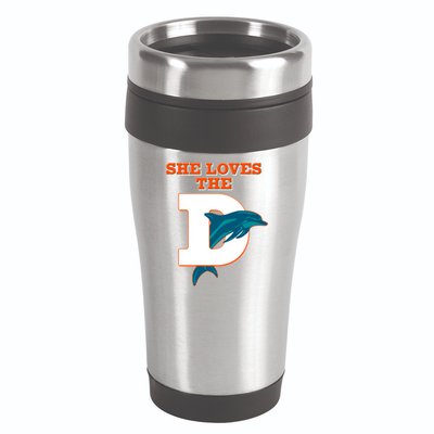 Funny She Loves The D Miami Football Fan 16oz Travel Tumbler