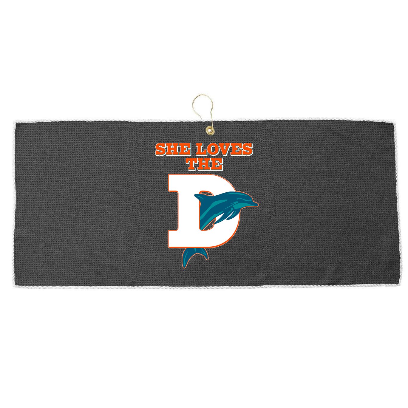 Funny She Loves The D Miami Football Fan Large Microfiber Waffle Golf Towel