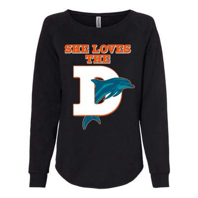 Funny She Loves The D Miami Football Fan Womens California Wash Sweatshirt