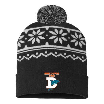 Funny She Loves The D Miami Football Fan USA-Made Snowflake Beanie