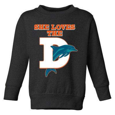 Funny She Loves The D Miami Football Fan Toddler Sweatshirt