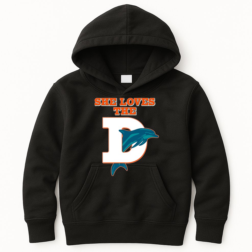 Funny She Loves The D Miami Football Fan Kids Hoodie