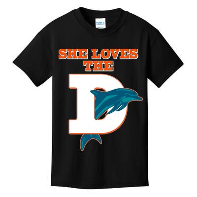 Funny She Loves The D Miami Football Fan Kids T-Shirt