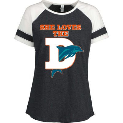 Funny She Loves The D Miami Football Fan Enza Ladies Jersey Colorblock Tee