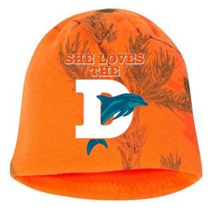 Funny She Loves The D Miami Football Fan Kati - Camo Knit Beanie