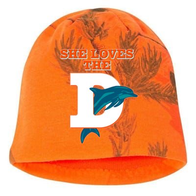 Funny She Loves The D Miami Football Fan Kati - Camo Knit Beanie