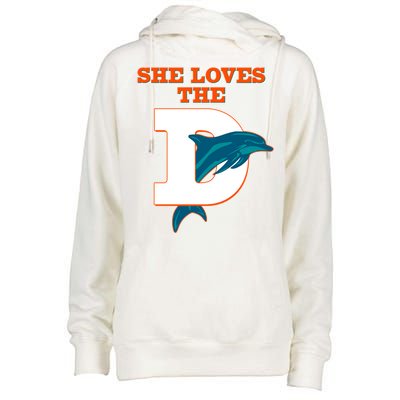 Funny She Loves The D Miami Football Fan Womens Funnel Neck Pullover Hood