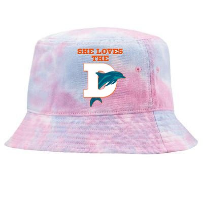 Funny She Loves The D Miami Football Fan Tie-Dyed Bucket Hat